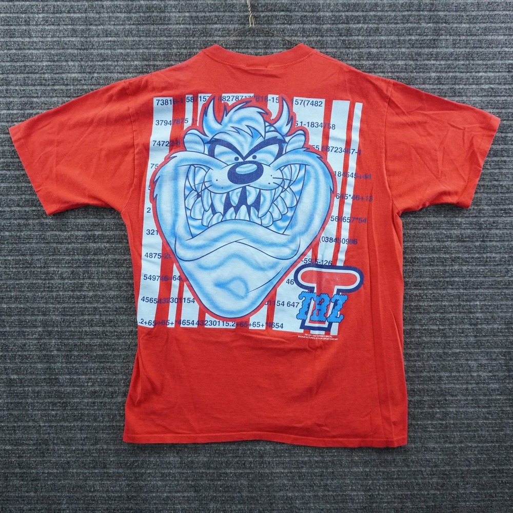 Looney Tunes Graphic Tee Mens Large Red Taz Tasmanian Devil 90s Single Stitch
